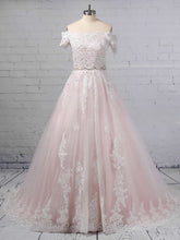 Beautiful Off-the-shoulder Ball Gown Wedding Dress with Tulle & Beading